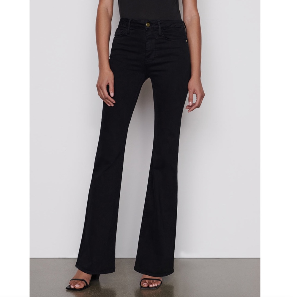 Frame Denim Le One Flare in Larsen Black Organic Cotton Blend Size 2 (29-34)